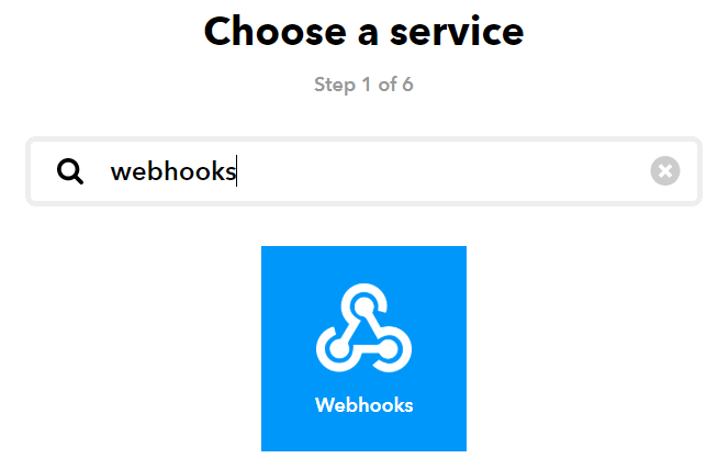 Выбор сервиса Webhooks IFTTT.com