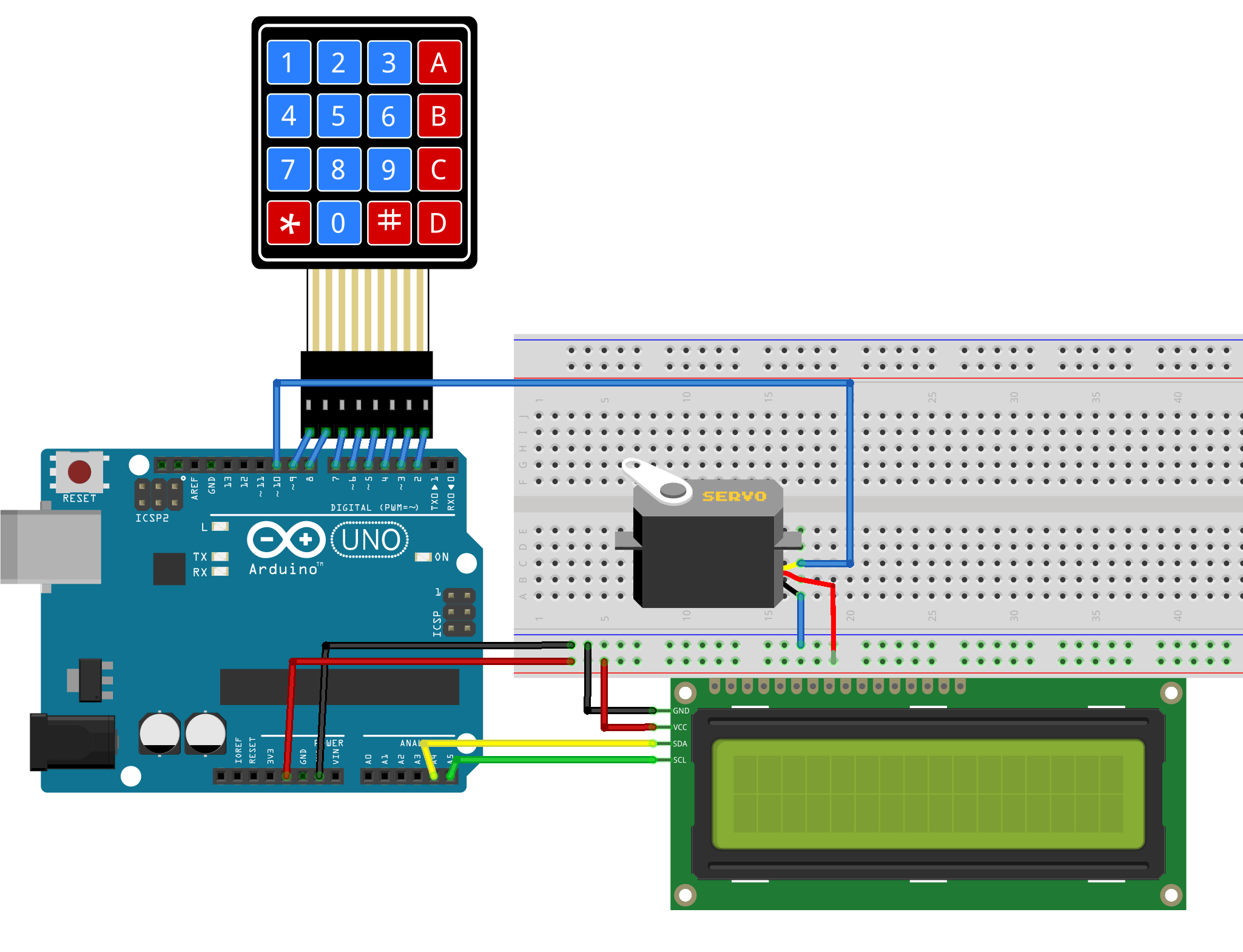 Схема подключения LCD дисплея к Arduino