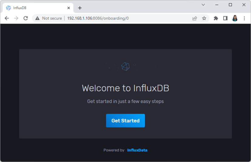 Экран начала работы с InfluxDB