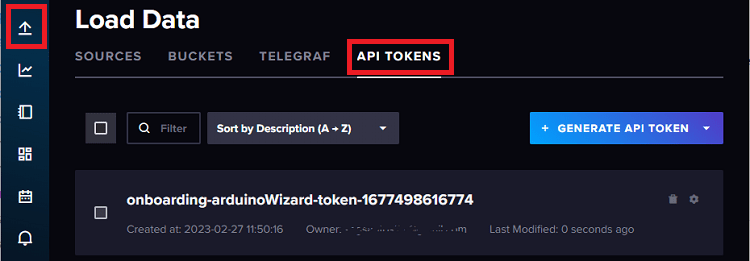 API токен InfluxDB