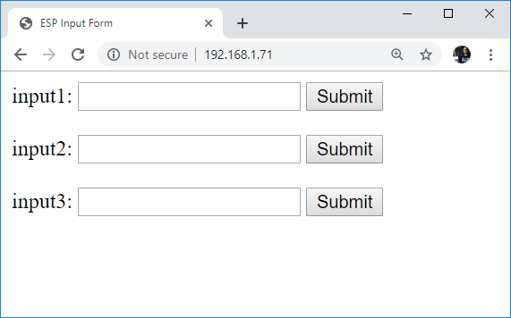 Веб-сервер ESP32 ESP8266 с полями ввода