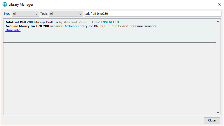 Installing the BME280 library Arduino IDE