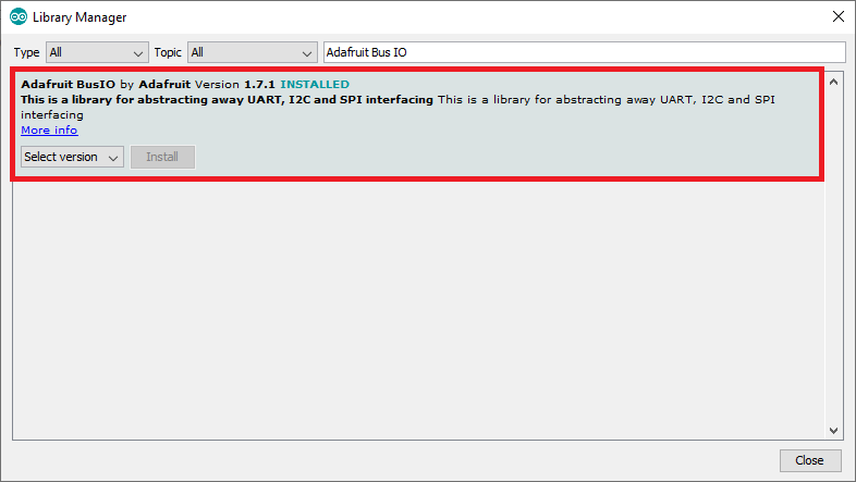 Установка библиотеки Adafruit Bus IO в Arduino IDE