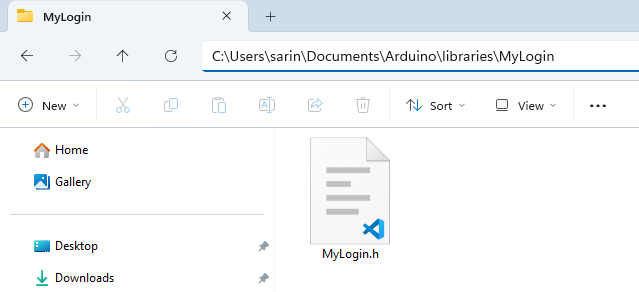 Установка файла MyLogin в папку libraries Arduino