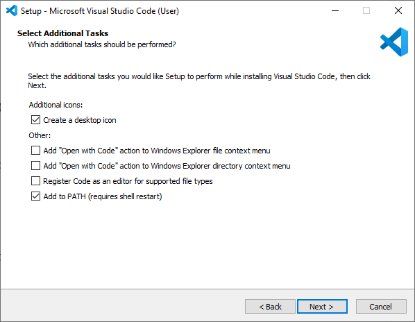 Мастер установки Microsoft Visual Studio Code VS Code шаг 2
