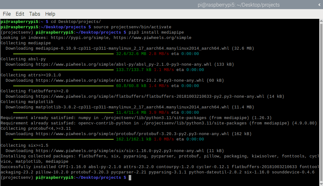 Установка MediaPipe на Raspberry Pi pip3 виртуальное окружение