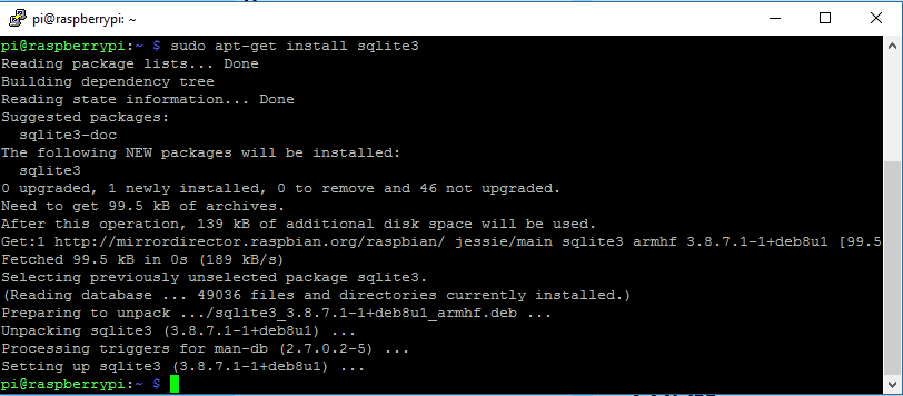 Установка SQLite на Raspberry Pi