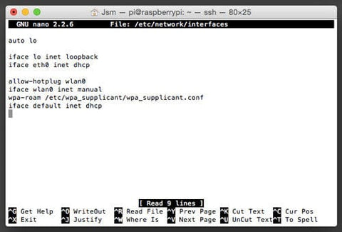 Файл конфигурации сетевых интерфейсов на Raspberry Pi
