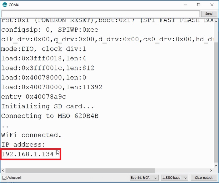 IP-адрес в мониторе порта