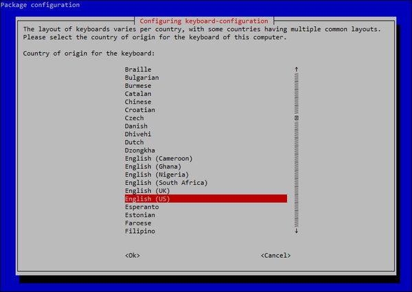 Выбор страны происхождения клавиатуры