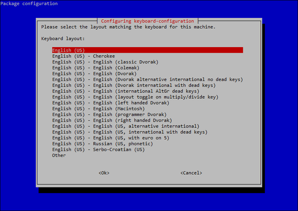 Выбор раскладки клавиатуры