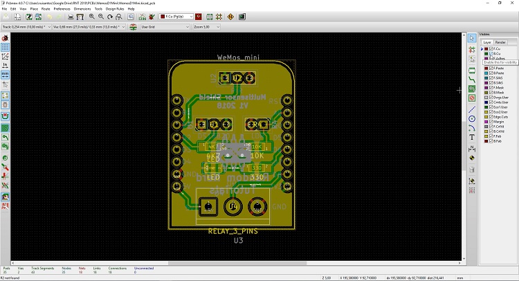 Мультисенсорный шилд в KiCad
