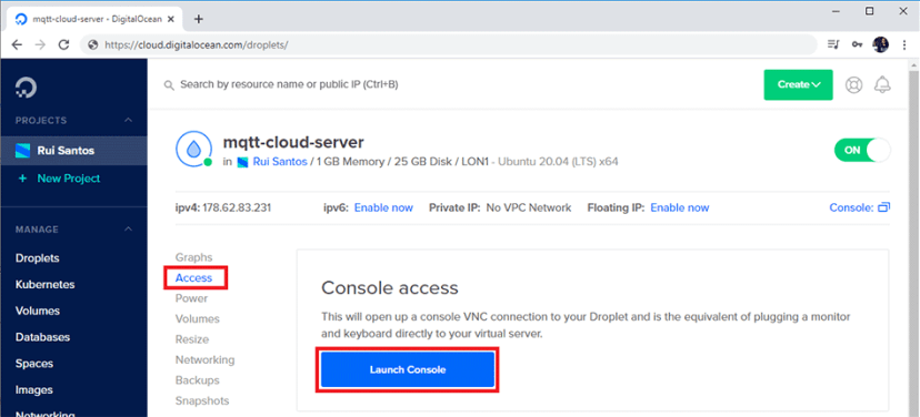 Запуск консоли сервера