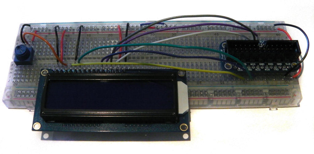 Полностью собранная схема подключения LCD к Raspberry Pi