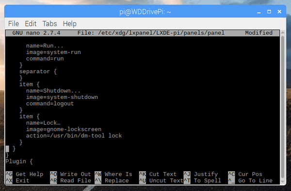 Добавление пункта блокировки в меню
