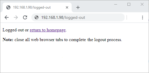 ESP32 веб-сервер с защитой паролем — страница выхода