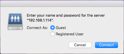Mac OS X — подключение как гость