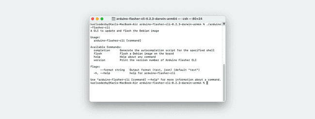 Вывод при тестировании инструмента (MacOS)