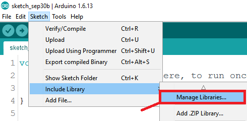 Менеджер библиотек Arduino IDE