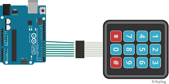 Схема подключения мембранной клавиатуры к Arduino
