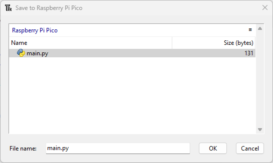 MicroPython — сохранение файла main.py в Thonny IDE