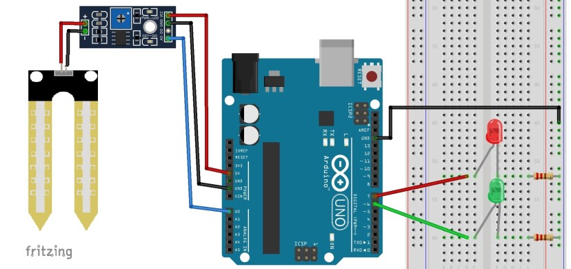 Схема подключения датчика влажности почвы к Arduino