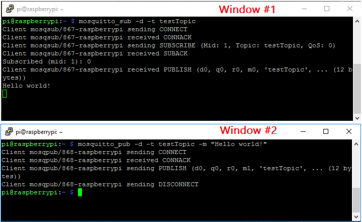 Публикация сообщения MQTT-клиентом Mosquitto