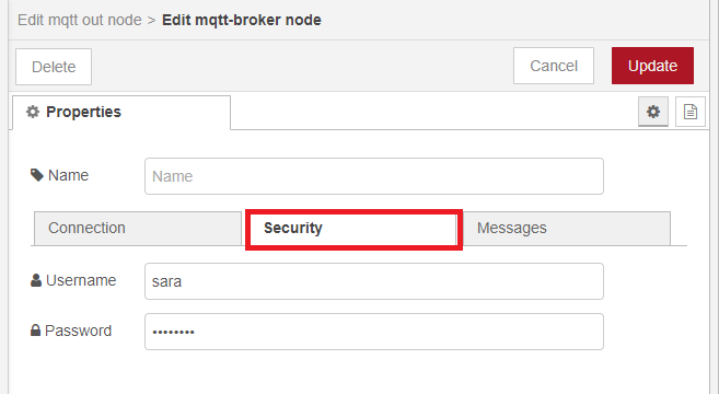 Пароль MQTT-брокера в Node-RED