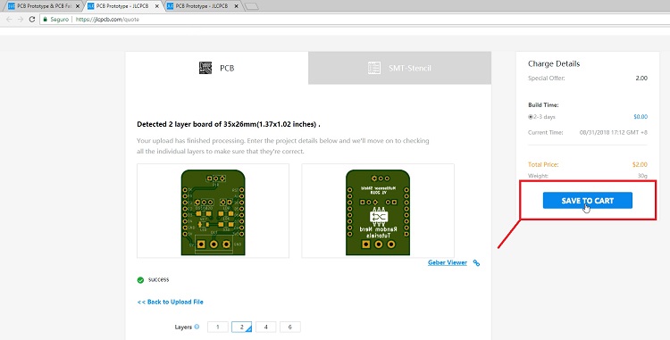 JLCPCB сохранить в корзину