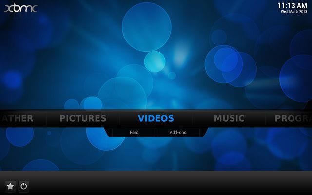 Главный экран RaspBMC