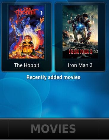 Фильмы на главном экране RaspBMC