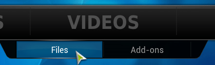 Выбор Videos и Files в RaspBMC
