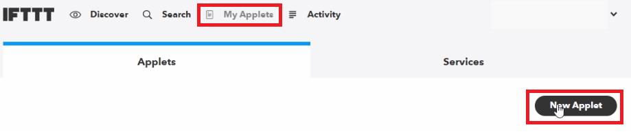 Создание нового апплета IFTTT