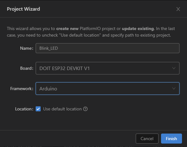 PlatformIO с VS Code создание нового проекта ESP32