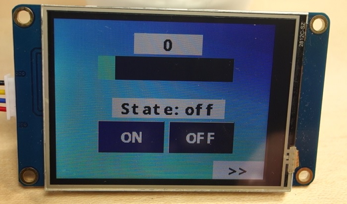 Интерфейс проекта на дисплее Nextion
