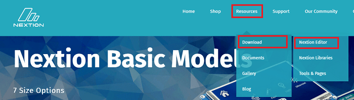 Страница ресурсов Nextion -- загрузка Nextion Editor