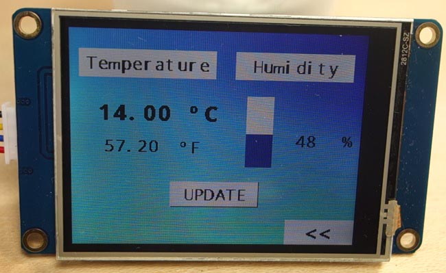 Экран температуры и влажности на дисплее Nextion