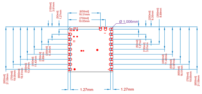 Размеры гребёнок Nicla