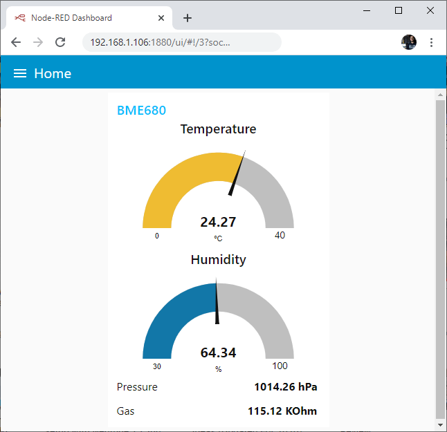 ESP32 ESP8266 Node-RED BME680 Temperature Humidity Pressure Gas Air Quality