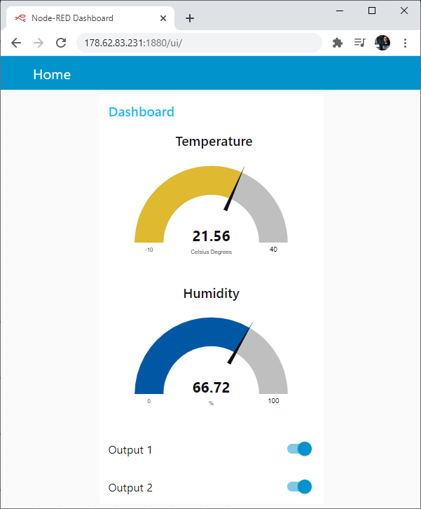 Демонстрация панели ESP32 SIM800L GPRS GSM облачный MQTT-брокер Node-RED Dashboard