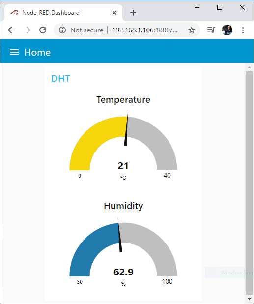 ESP32 MQTT публикация температуры и влажности Node-RED Dashboard
