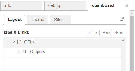 Вкладки панели управления Node-RED