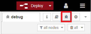 Открытие окна Debug в Node-RED