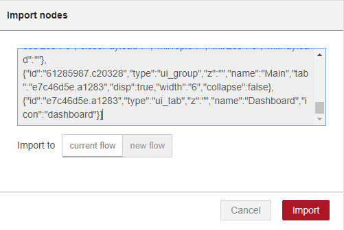 Импорт потока в Node-RED