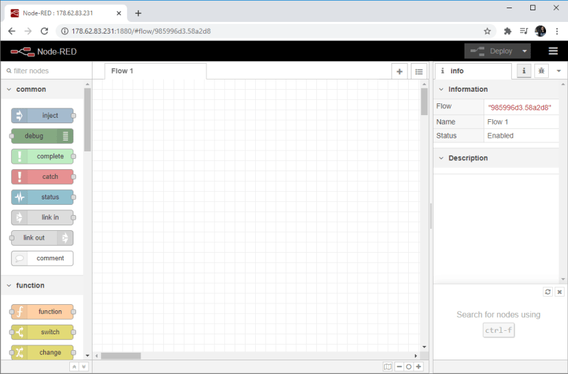 Установленный и работающий Node-RED