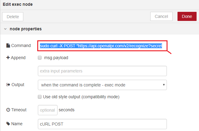 Настройка команды cURL POST