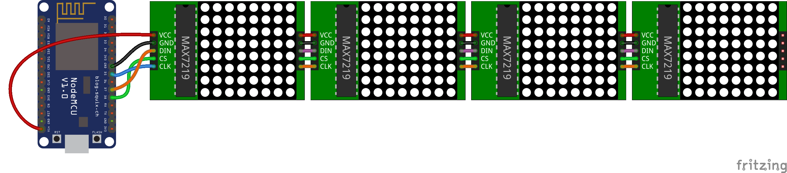 Внешний вид стенда с матрицами и NodeMCU
