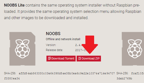 Страница загрузки NOOBS