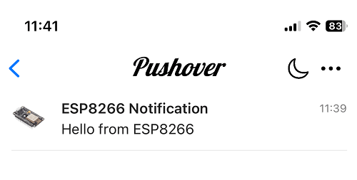 Уведомление ESP8266 в приложении Pushover