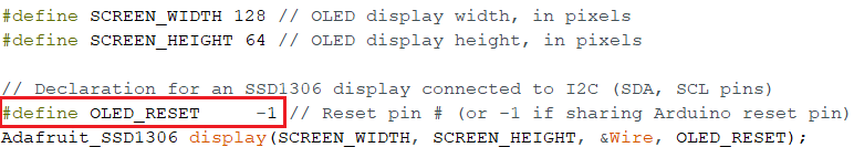 Определение пина сброса OLED-дисплея в коде